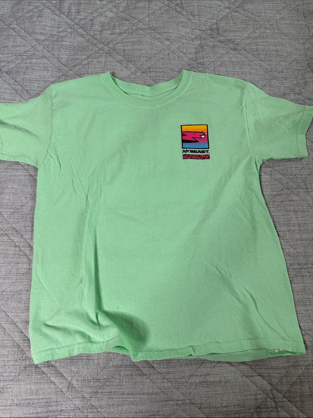 MrBeast Neon Surf Logo Tee in Light Green